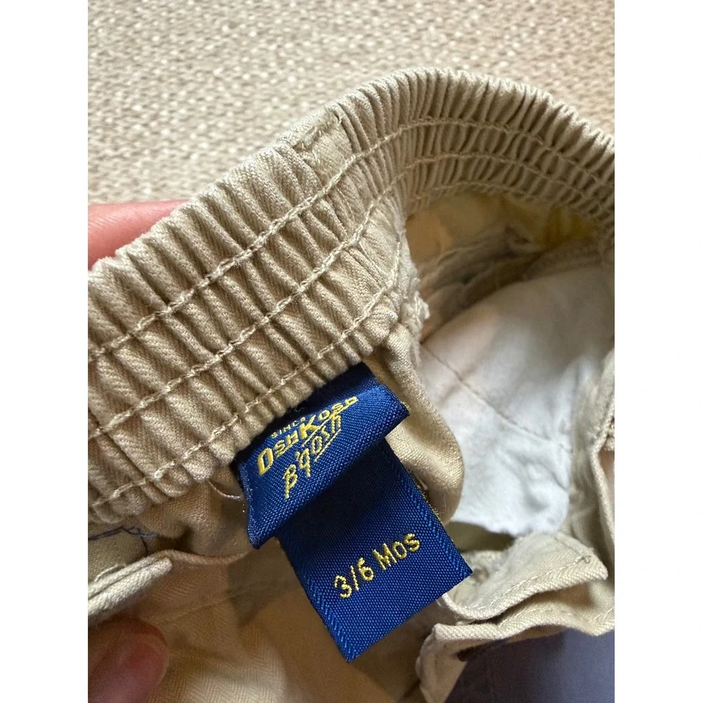 OshKosh Bgosh Khaki Cargo pants 3-6 Months‎ Elastic Waist vintage Y2K Utility